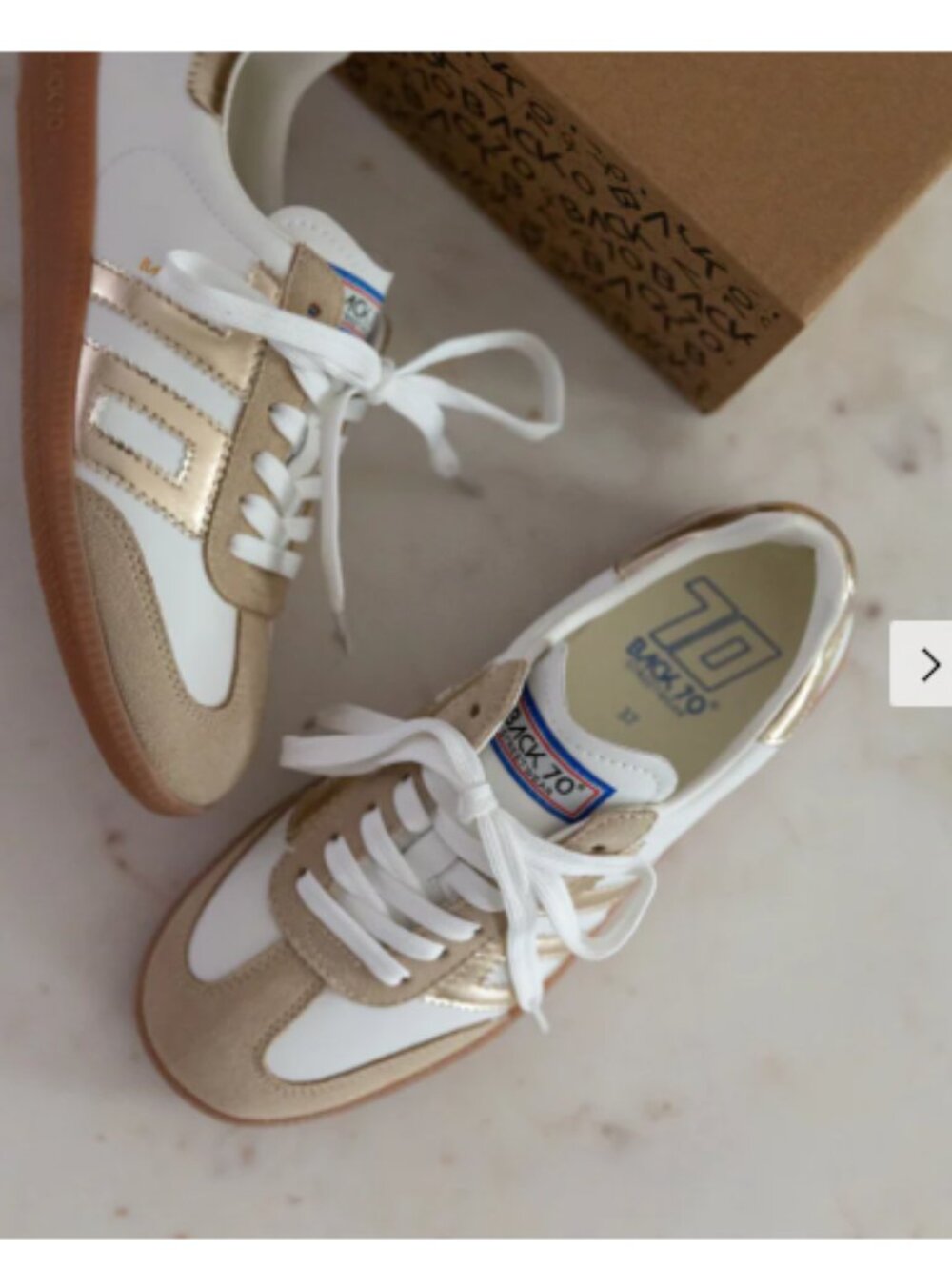 BACK 70 Sneakers Shoes Cloud Beige Gold Leather Streetwear Sz 36 (6)